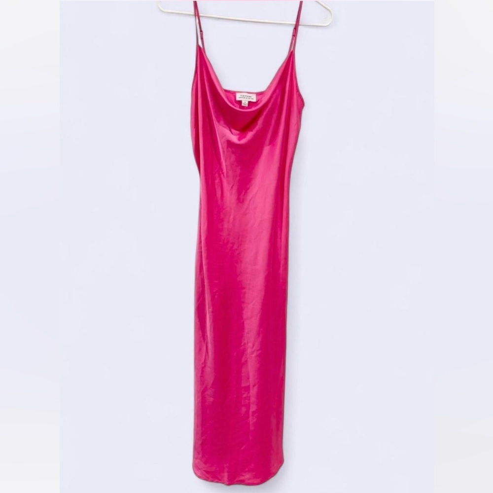 Barbie Pink Satin Tahari Midi Slip Dress